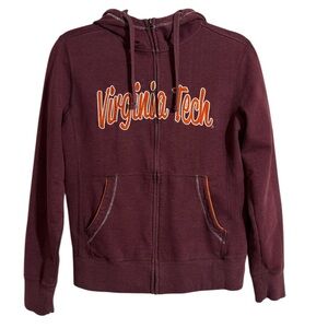 Virginia Tech Zip- Up Soft Hoodie In Washed Burgundy - Women’s Small